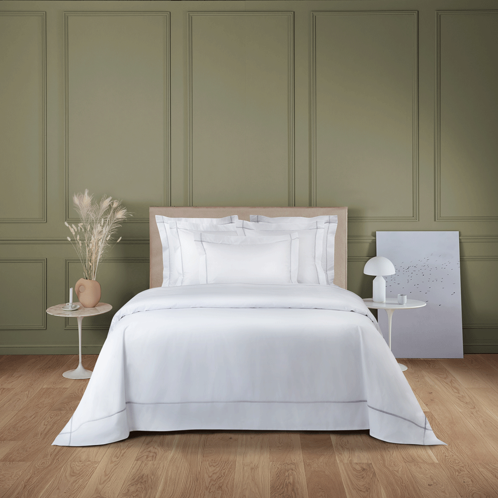 Athena Duvet Cover & Shams shown in Silver 