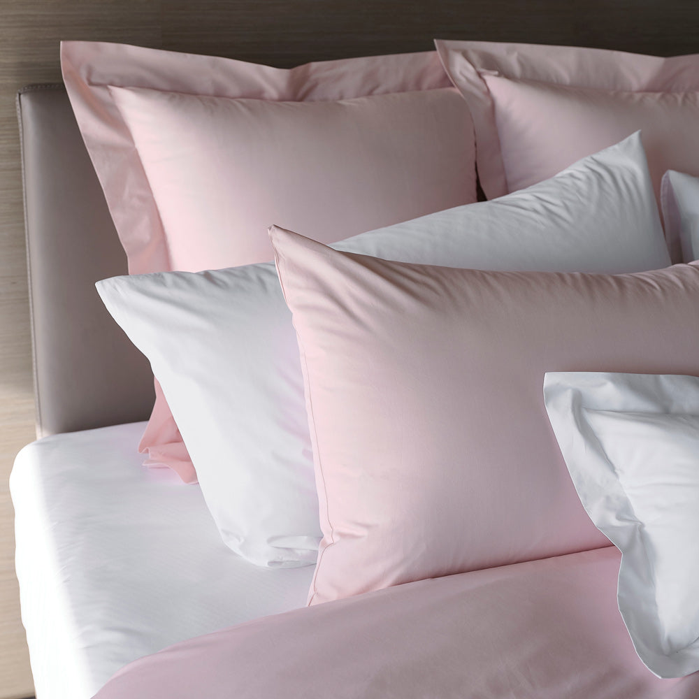 Estrela Pillowcases in Nuage Rose & White (cases are all knife edge no flange like white boudoirs and European shams pictured)