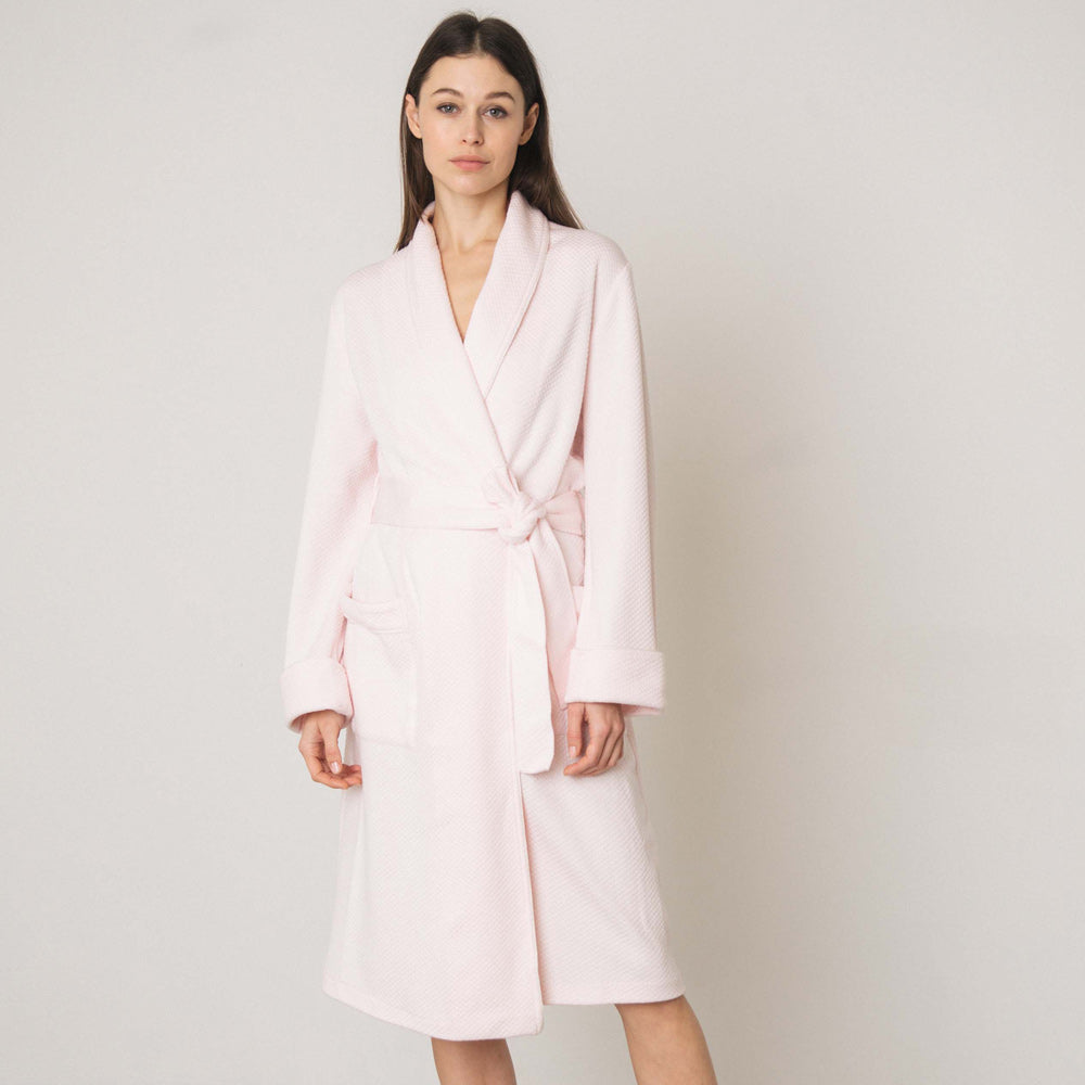 Sofia Short Matelasse Wrap Robe in Pink